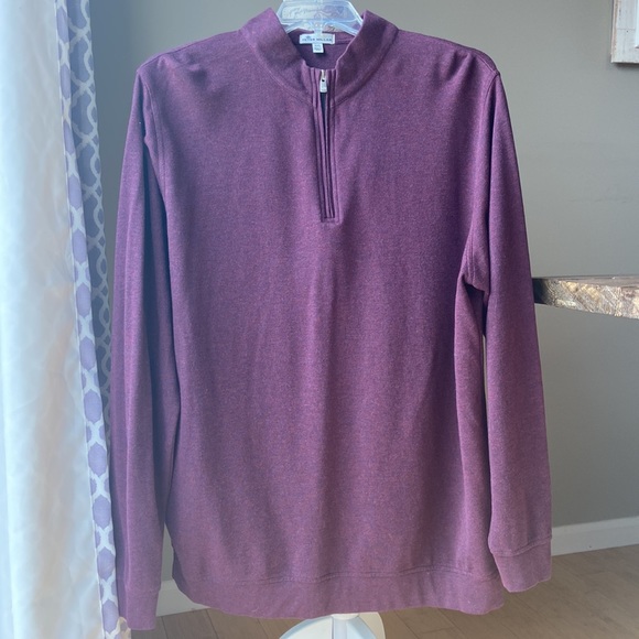 Peter Millar Heathered Purple/Red 1/4 Zip Pullover - Picture 4 of 8